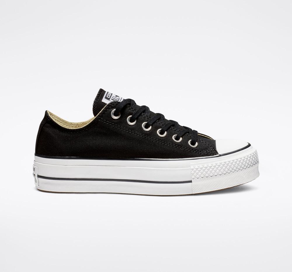 Zapatos Plataforma Tenis Converse Chuck Taylor All Star Lift Canvas Low Top Mujer Negras Blancas Blancas  Colombia |  XPNTQ-4309