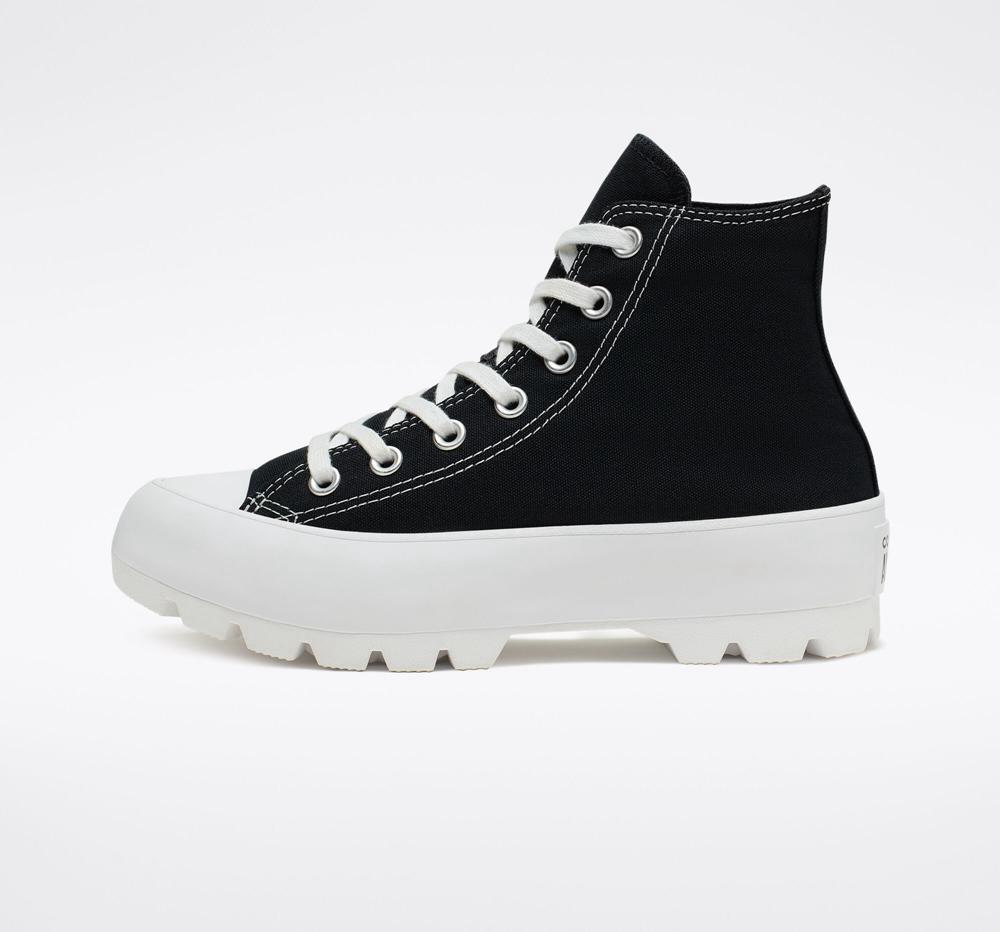 Zapatos Plataforma Tenis Converse Chuck Taylor All Star Lugged High Top Mujer Negras Blancas Negras  Colombia |  YEKDA-7092