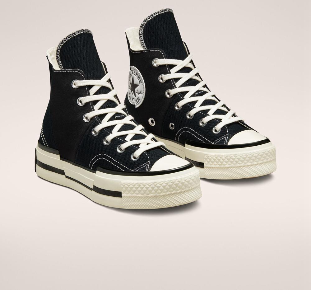 Zapatos Plataforma Tenis Converse Chuck 70 Plus Unisex High Top Mujer Negras Negras  Colombia |  YLTBK-9651