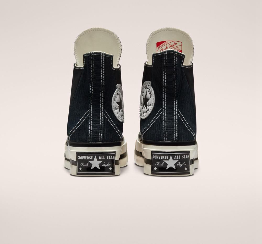Zapatos Plataforma Tenis Converse Chuck 70 Plus Unisex High Top Mujer Negras Negras  Colombia |  YLTBK-9651
