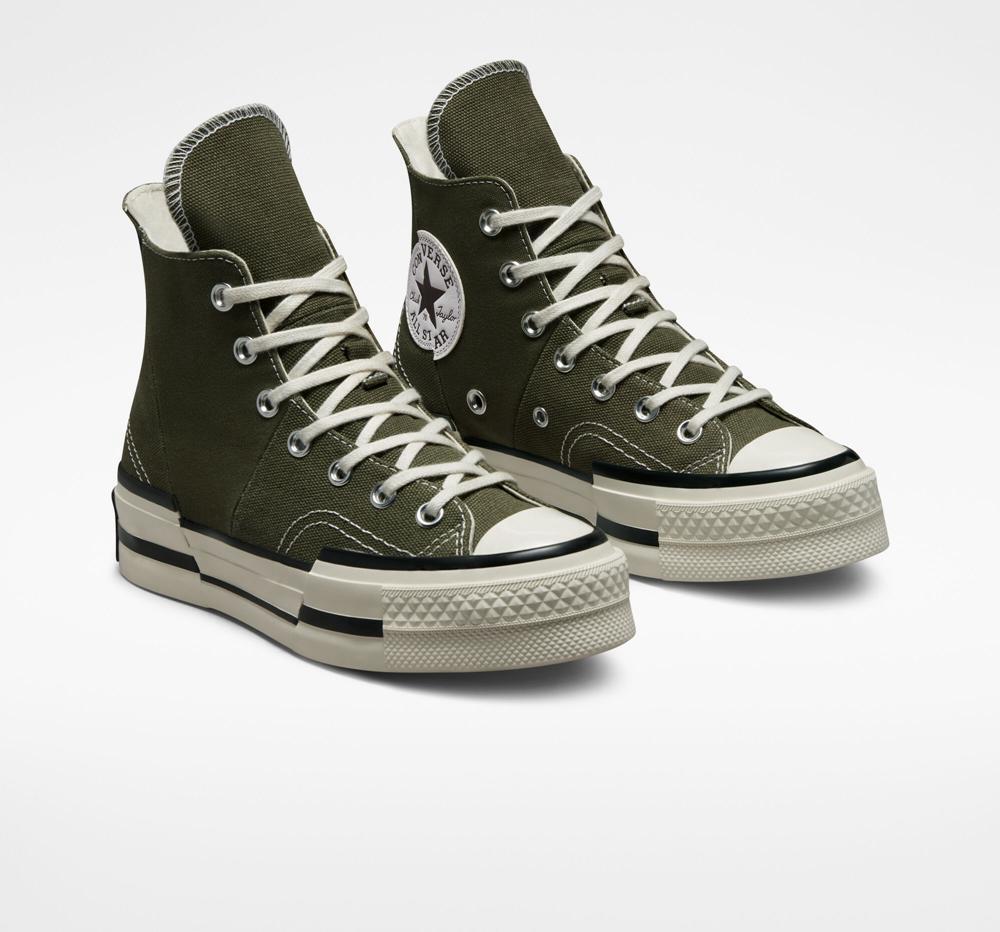 Zapatos Plataforma Tenis Converse Chuck 70 Plus Unisex High Top Mujer Verde Negras  Colombia |  ZYTBJ-4930