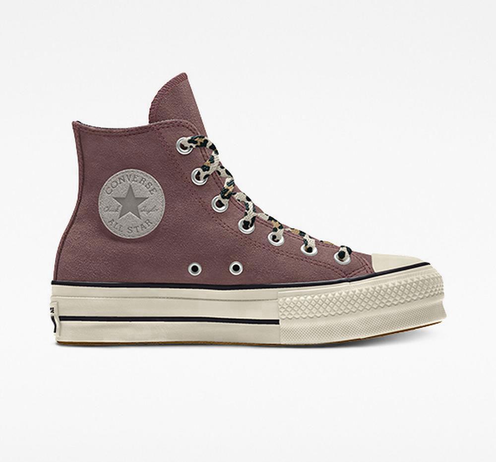 Zapatos Plataforma Tenis Converse Custom Chuck Taylor All Star Lift Suede By You Unisex High Top Mujer Gris  Colombia |  MJDEY-0568