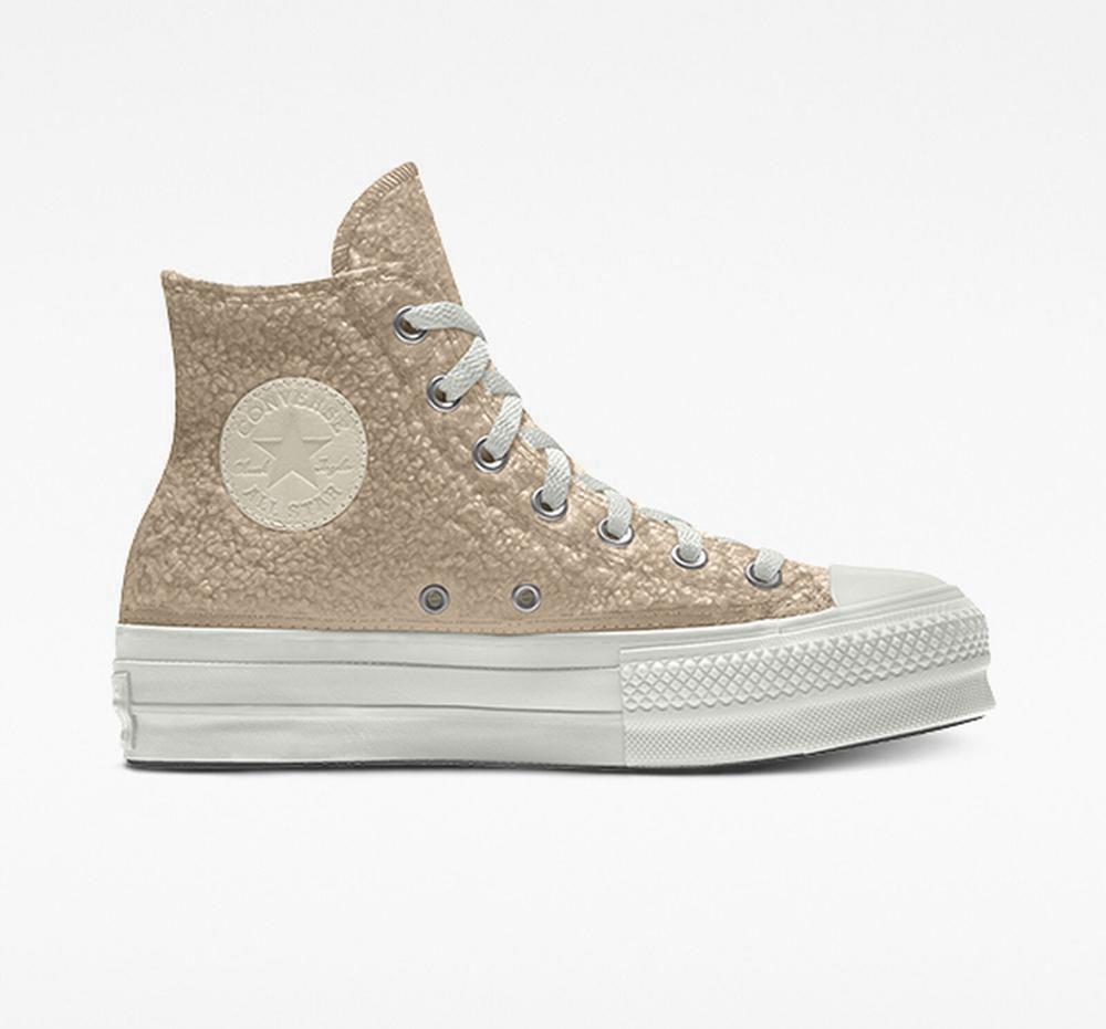 Zapatos Plataforma Tenis Converse Custom Sherpa Chuck Taylor All Star By You Unisex High Top Mujer Doradas  Colombia |  MWQBG-2874