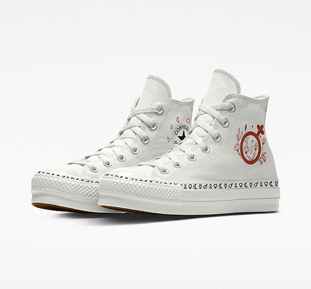 Zapatos Plataforma Tenis Converse Custom Chuck Taylor All Star Lift Planets By You Unisex High Top Mujer Blancas  Colombia |  OLHUW-9620