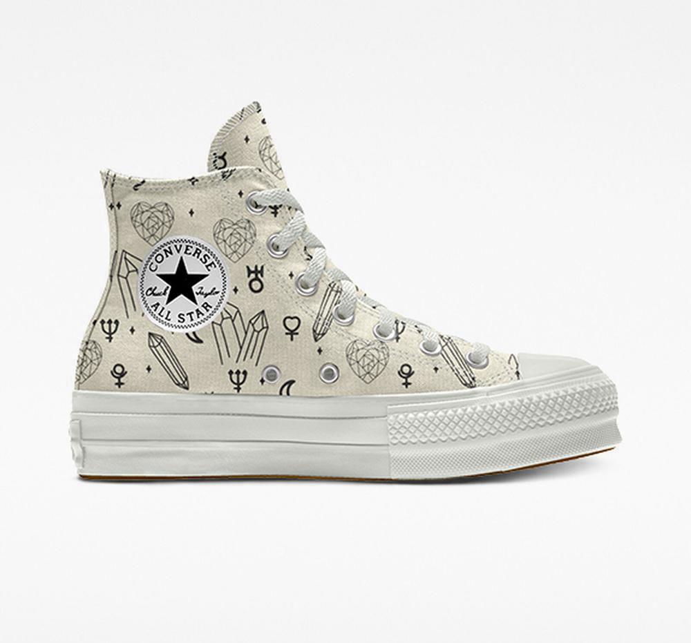 Zapatos Plataforma Tenis Converse Custom Chuck Taylor All Star Lift Planets By You Unisex High Top Mujer Kaki  Colombia |  PAXDJ-0367