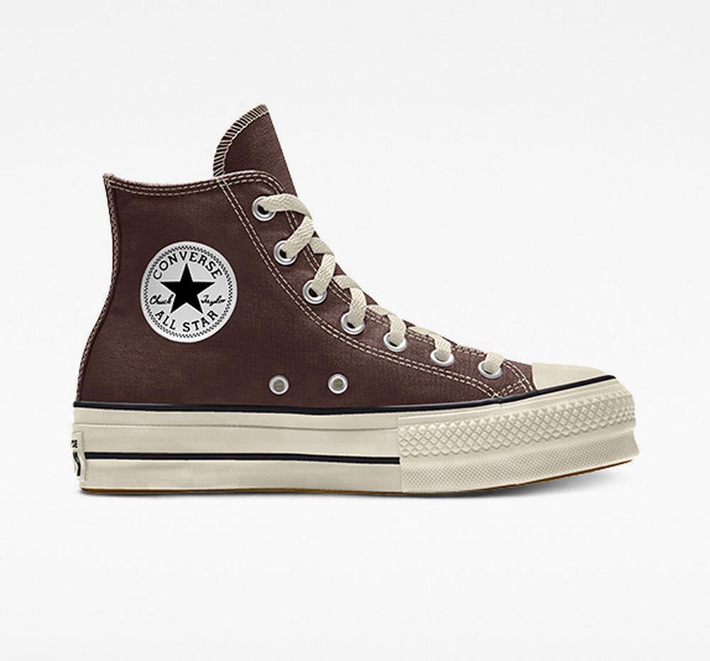 Zapatos Plataforma Tenis Converse Custom Chuck Taylor All Star Lift Canvas By You Unisex High Top Mujer Marrones  Colombia |  WEUIB-7904