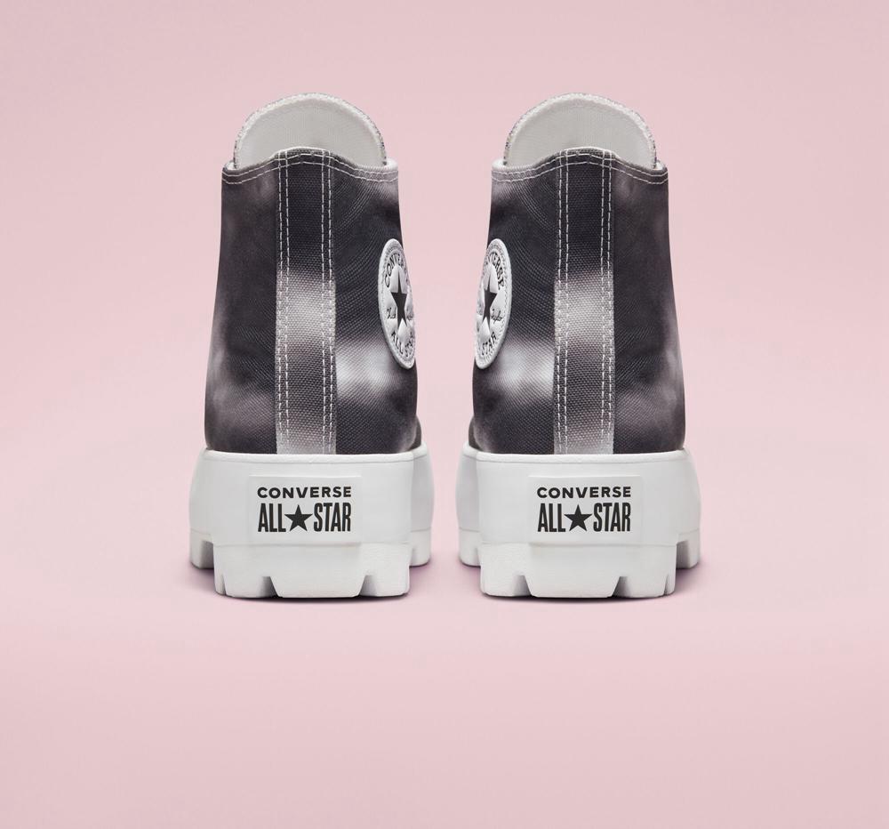 Zapatos Plataforma Tenis Converse Muted Cloud Wash Lugged Chuck Taylor All Star High Top Mujer Negras Blancas  Colombia |  DCHKW-3094