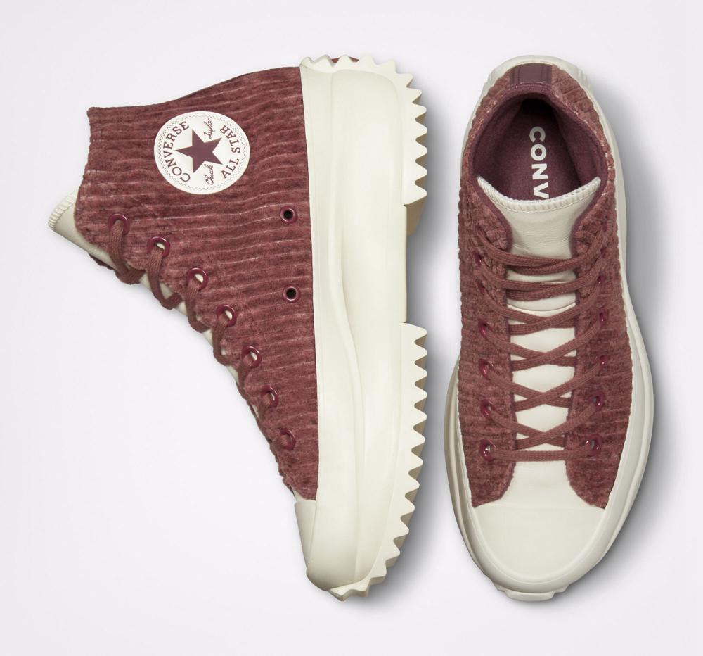 Zapatos Plataforma Tenis Converse Run Star Hike Velour Unisex High Top Mujer Burdeos Verde Menta  Colombia |  GBIFS-5089