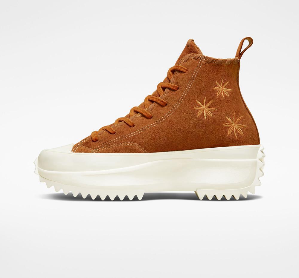 Zapatos Plataforma Tenis Converse Run Star Hike Embroidered Florals Unisex High Top Hombre Marrones  Colombia |  QVAZW-3024
